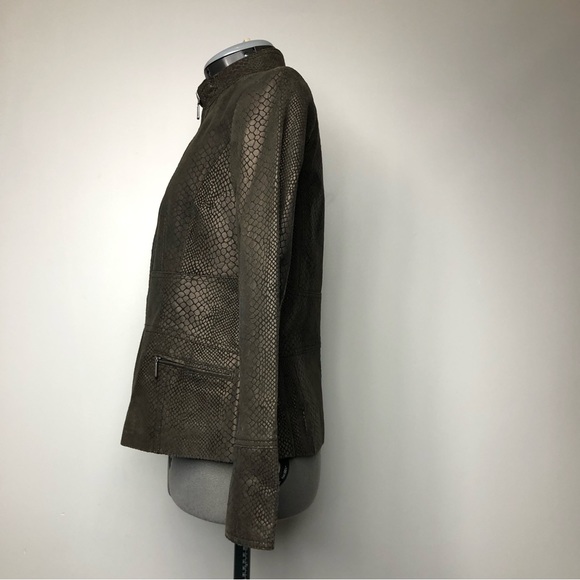 SOLD Sleek Moto Genuine Leather & Suede Python Jacket - Picture 8 of 11